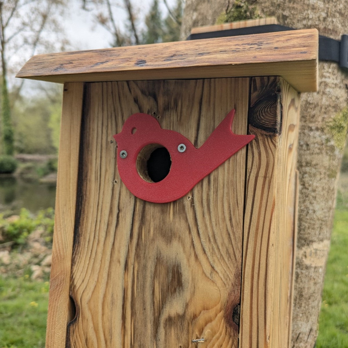 Plaque décorative de protection de trous d'envol pour nichoirs - protection anti prédateurs modèle "L'Oiseau" La Buse Qui File